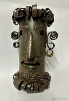 Stará ORIGINAL váza RETRO KUTILKOUSEK ocel sklo RARITA