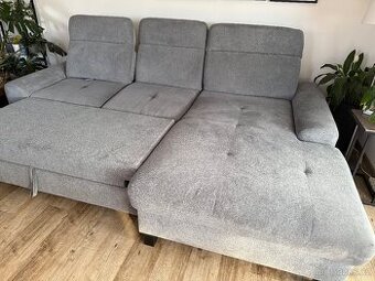 Rozkládací rohová sedací souprava  šedý mikroplyš