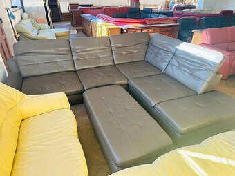 904 Kožená rohová sedací souprava sedačka + taburet