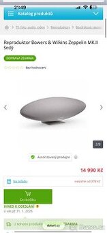 Bluetooth reproduktor bowers a wilkins zeppelin - 1