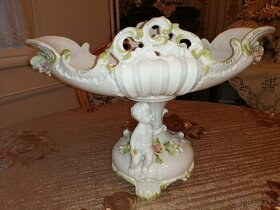 Starožitna barokní zámecká porcelánová velká váza na ovoce. - 1