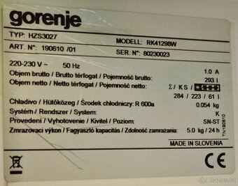 Lednice Gorenje 180 cm