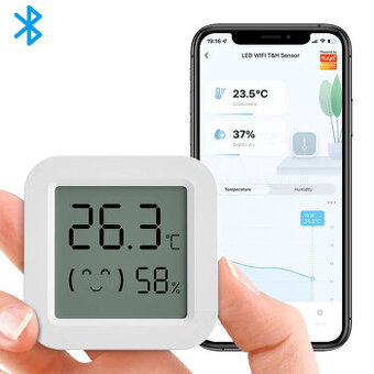 Bluetooth snímač teploty a vlhkosti s LCD na baterie TUYA