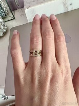 Zlatý prsten zirkony 14 Kt zlato