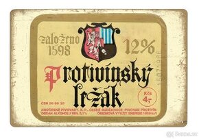plechová cedule - Protivínský ležák 12° (dobová etiketa)
