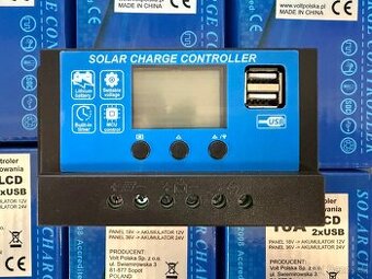Solární regulátor PWM 10A s LCD a 2× USB - nový (18 ks)