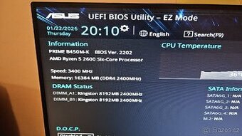 Asus PRIME B450M-K, Ryzen 5 2600, GeForce 1050 Ti 4GB