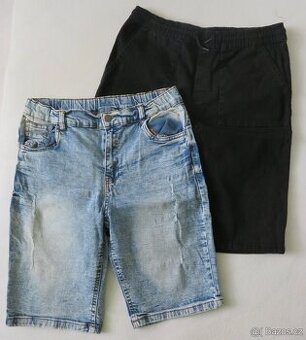 2x chlapecké džínové kraťasy, vel 158