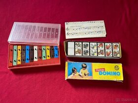 staré hračky domino dětské xylofon retro hračky