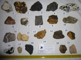 S68 - Sbírka 21 ks minerálů + meteorit