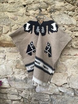 Mexické poncho vlna alpaka, dovoz Francie.