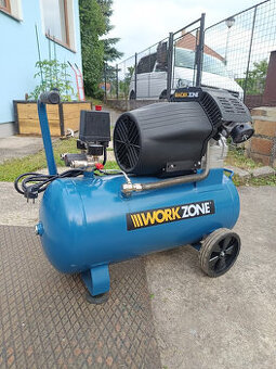 Olejový kompresor Workzone, 2-válcový, 50L, 10 bar,