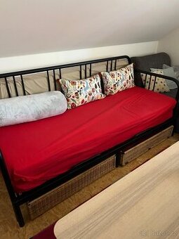 Rozkládací postel FYRESDAL Ikea,matrace,úložné koše