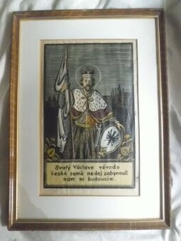 Obraz Originál Barevný Dřevoryt - SVATÝ VÁCLAV - JIŘÍ KREJSA