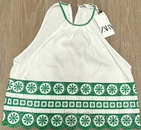 Zara bílý top, vyšívaný. XS