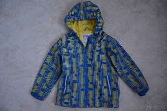 Pogumovaná bunda s velrybama vel. 116 unisex