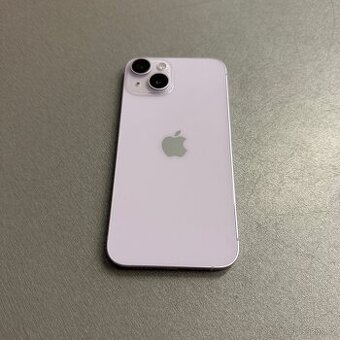iPhone 14 128GB fialový, pěkný stav, 12 měsíců záruka