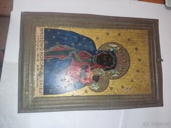 Starozitna plechova cedule s Madonnou