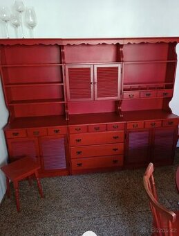 Retro kuchyňská stěna + jídelní stůl se židlemi