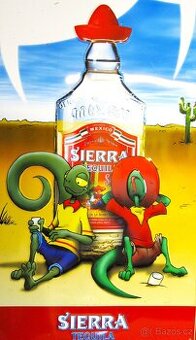 Sierra Tequila - reklamní cedule s hodinami 64x28cm