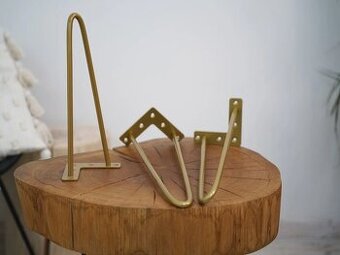 Industrial Hairpin Podnož Noha 2 ramenná Zlatá