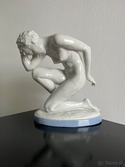 Art Deco socha, akt Elly Strobach, Royal Dux