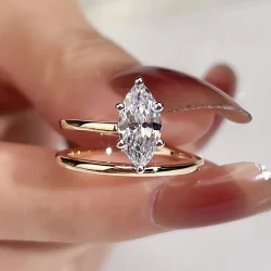 Zakázkový diamantový prsten z 9K masivního zlata Marquise La