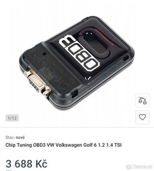 Prodám Chip Tuning OBD3 VW Volkswagen Golf 6 1.2 1.4 TSI - 1