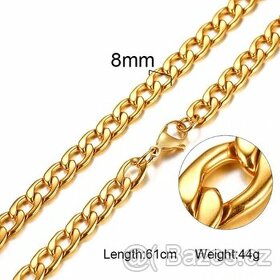 8mm pozlacený řetízek na krk, 61cm délka