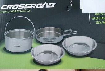 Crossroad nerezový ešus dvoudílný s 2 talířky