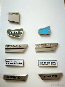 Raritní odznaky Octavia, Yetti, Superb, Rapid, Kodiaq, Karoq