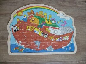 Dřevěné puzzle Noemova archa 43 x 32 cm 29 dílků