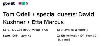 Koncert Tom Odell Praha 19.11.2025 - 2 vstupenky