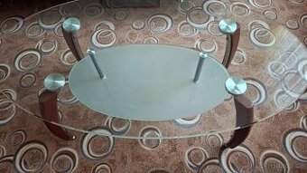 Skleněný konferenční stolek - ovál