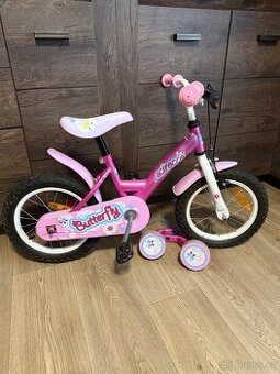 Dětské dívčí kolo s pomocnými kolečky