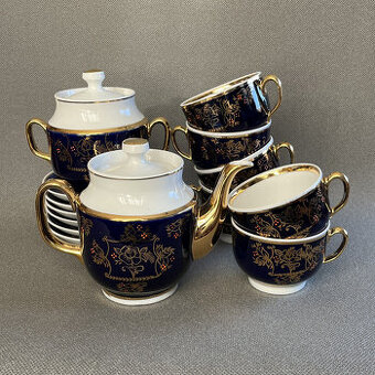 Kobaltový čajový servis pro 6 osob, Dovbysh USSR