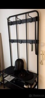 IKEA PINNIG věšák s lavicí a botníkem – černý