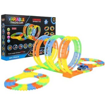 Svítící autodráha VARIABLE Speed Track – 162 dílů se smyčkam