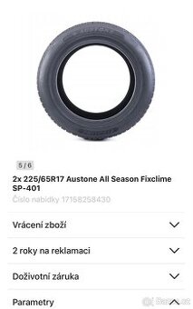 Prodám celoroční pneumatiky - 2ks