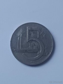 5kč Československo,mince z r.1938, nikl