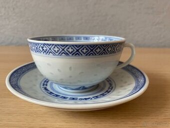 Nový šálek s podšálkem z čínského porcelánu - průsvitné boky