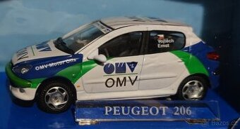 Model autíčka Peugeot 206 OMV rally team