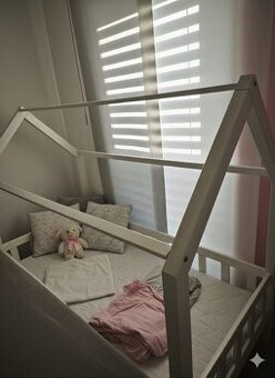 Dětská postýlka Domeček, bílá, 160x80