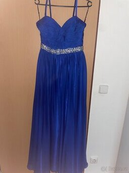 Dlouhé modré plesové šaty