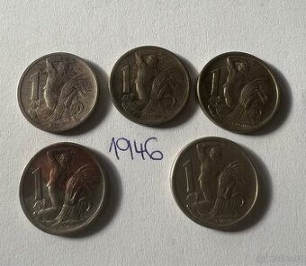 1 Kčs ČESKOSLOVENSKO 1946