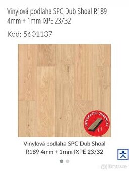 Vinylová podlaha SPC Dub Shoal R189 4mm + 1mm IXPE 23/32