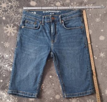 Prodám džínové kraťasy/bermudy, 2ks, vel.158 zn. C&A