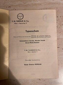 Papíry Škoda Octavia Popular