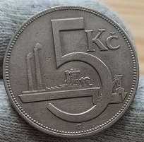 5 KČ 1927 - Vzácný ročník - Nikl - 10g - 1.Republika