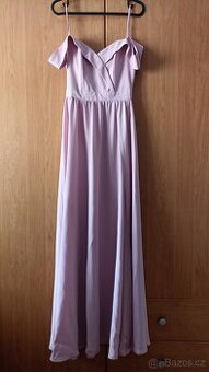 Dlouhé plesové světle růžové šaty, vel. XS